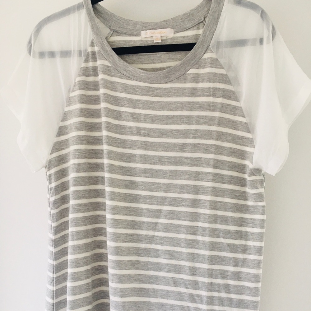 Striped Tee with Flowy white Sleeves